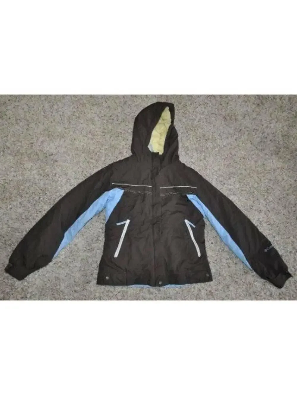 Columbia Winter Jacket Boys 14/16 Blue Brown Hooded Water Resistant Snow Ski